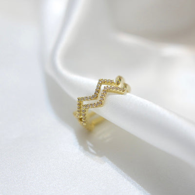 Zigzag Pave Double Ring
