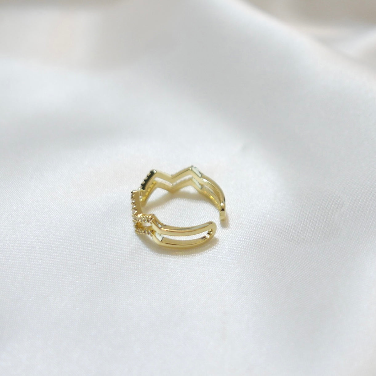 Zigzag Pave Double Ring