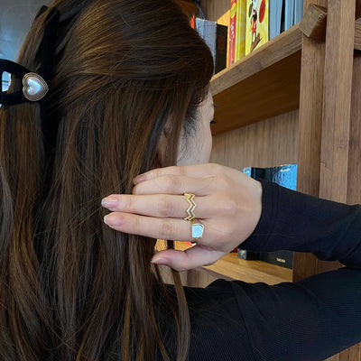 Zigzag Pave Double Ring