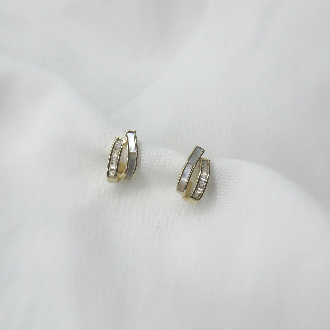Sparkling Shell Double Hoop Earrings