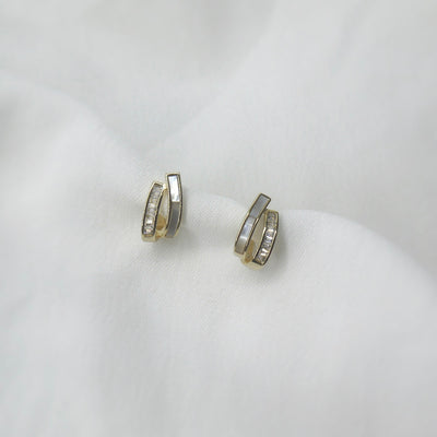 Sparkling Shell Double Hoop Earrings