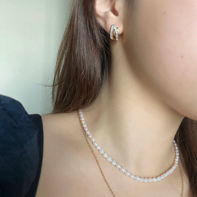 Sparkling Shell Double Hoop Earrings