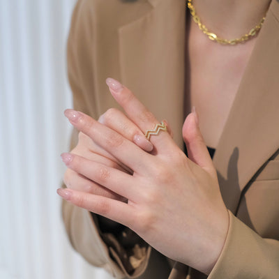 Zigzag Pave Double Ring